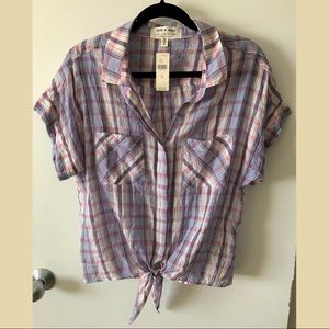 NWT Anthropologie Button-Up, Tie-Front Tee